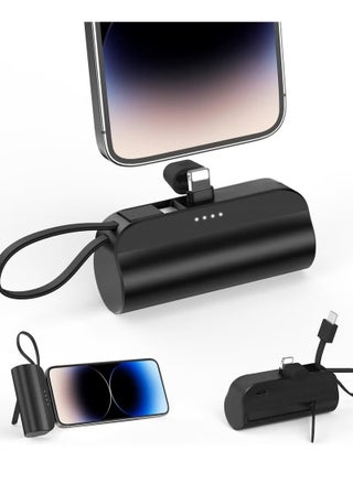 5000mAh Mini Power Bank, iPhone LIGHTNING Connector, Portable Charger Battery Pack, with Built in Cables and Foldable Stand & LED Display With light – Compatible for iPhone, Air Pods, iPad, and more (Black/White) - pzsku/Z8DAC06DBA6410391A8EAZ/45/1750221254/29d24424-3083-4b1a-9c91-5187d4520ec9