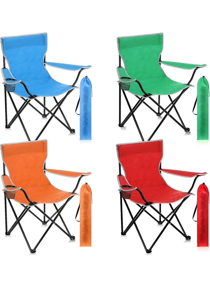 فكسر مجموعة كراسي الشاطئ والتخييم المحمولة القابلة للطي المكونة من 4 قطع - كراسي رباعية خفيفة الوزن ومتعددة الأغراض مع حقائب حمل (تدعم ما يصل إلى 110 كجم لكل منها) - Image 1