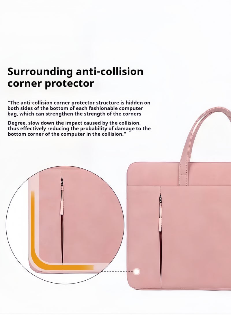 فيساليا حقيبة لابتوب وردي للنساء مقاس 14 انش - حقيبة أعمال خفيفة ومضادة للماء - تصنيع من جلد PU مع حزام كتف للمكتب والسفر - Image 3