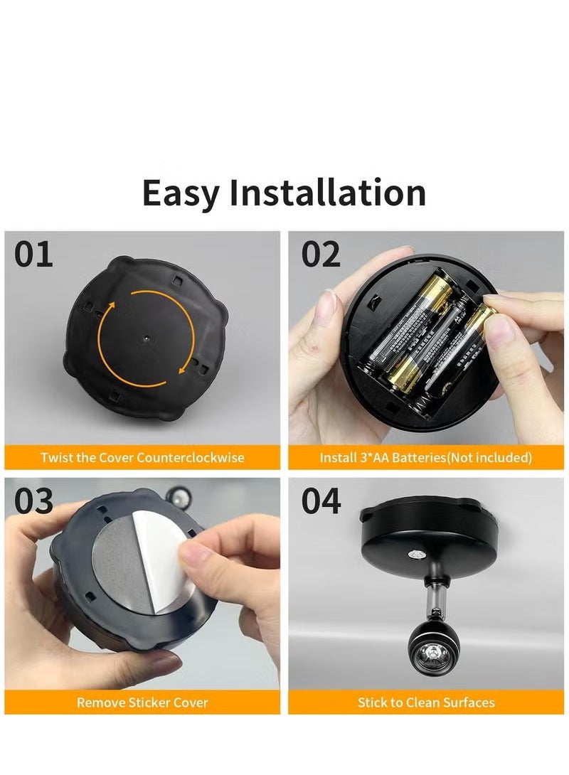 2 Pieces Wireless Spotlight for Indoor, Battery Operated LED Spotlight with Dimmable Rotatable Timer Uplight Mini Accent Lights with Remote for Wall Display Plants Painting Artwork Closet Natural White  - Image 3