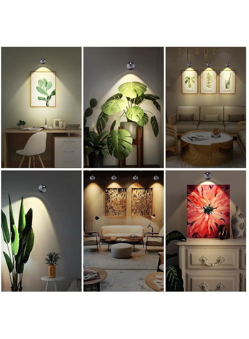 2 Pieces Wireless Spotlight for Indoor, Battery Operated LED Spotlight with Dimmable Rotatable Timer Uplight Mini Accent Lights with Remote for Wall Display Plants Painting Artwork Closet Natural White  - Image 5