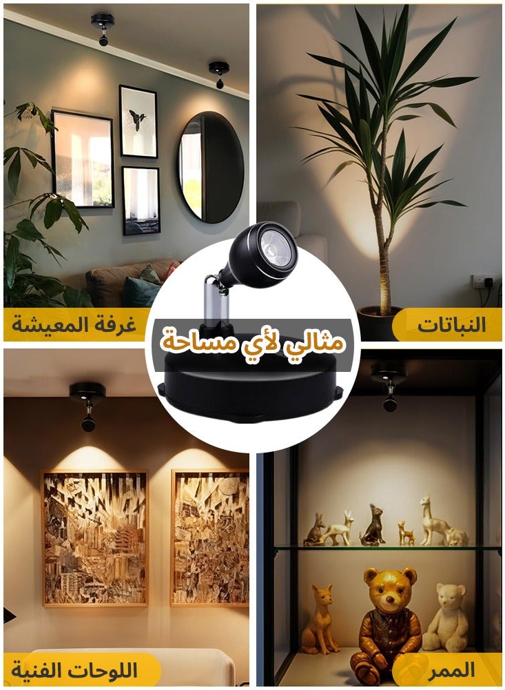 فلوكسهوم عبوتان من مصابيح الحائط اللاسلكية، أضواء كشاف LED داخلية، مصابيح سبوت فنية صغيرة مع مؤقت للتحكم عن بعد - إضاءة صغيرة خافتة للأعلى للنباتات تعرض اللوحة الفنية وخزانة الصور - Image 4