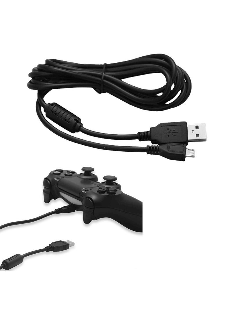 🎮 6ft PS4 Controller Charging Cable - USB Data Cable Compatible with PS4/PS4 Slim/PS4 Pro, Xbox One/One S/One Elite/One X, Play While Charging - Black - Image 1