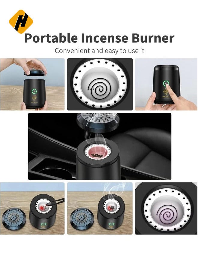 HuHa "Portable Electronic Bakhoor Burner – Mini Incense Burner, Rechargeable USB Aroma Diffuser, Car Incense Burner, Electric Arabic Incense Holder for Home Decoration"  - Image 4