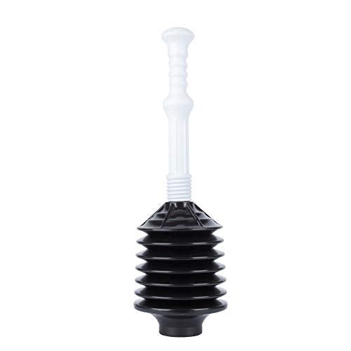 JS Jackson Supplies Professional Bellows Accordion Toilet Plunger High Pressure Plunge Removes Heavy Duty Clogs from Bathroom Toilets All Purpose Power Plunger White  Black