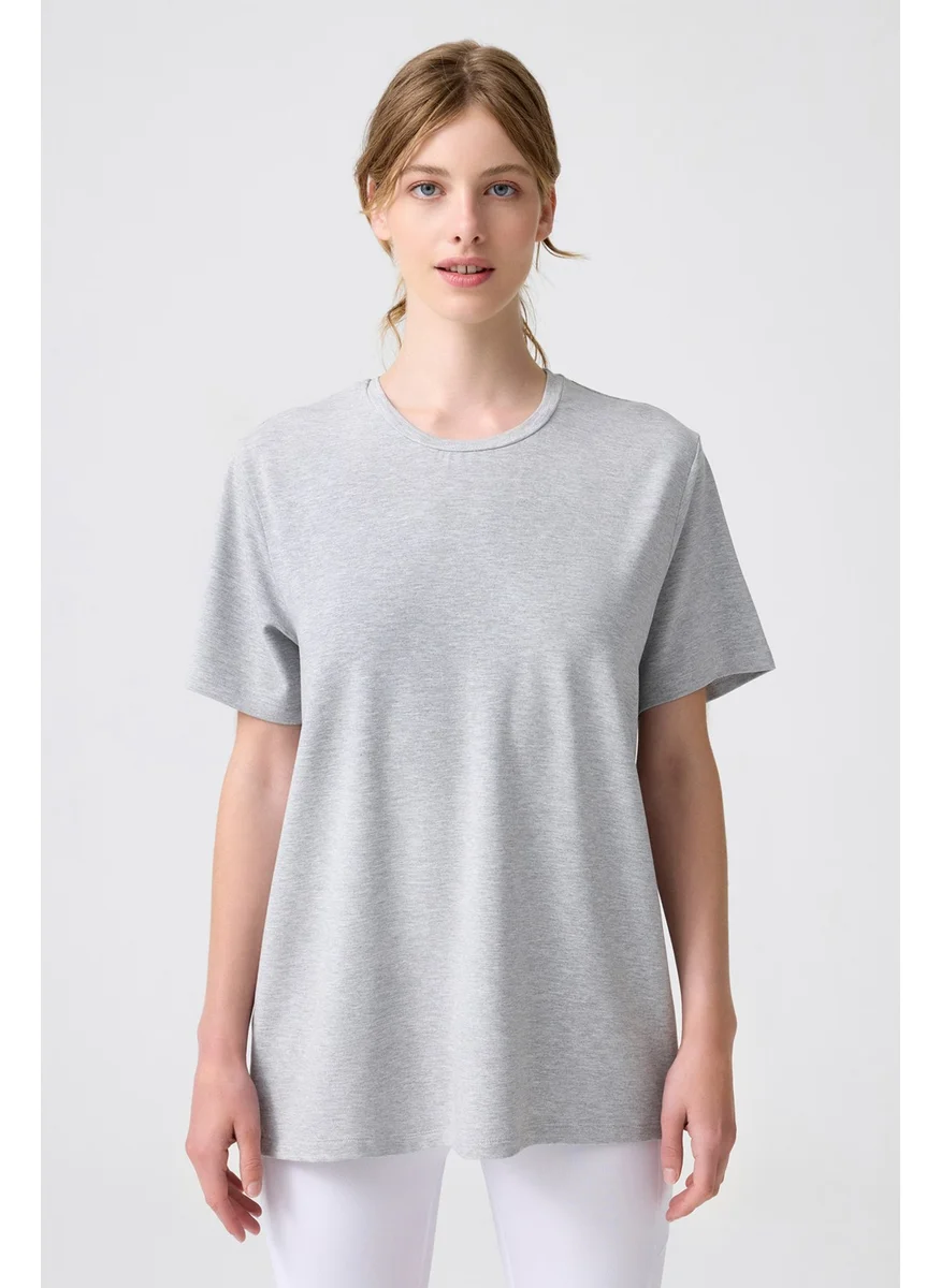 Los Ojos x Melodi Gray Melange Oversize Wide Fit T-Shirt Boyfriend T-Shirt