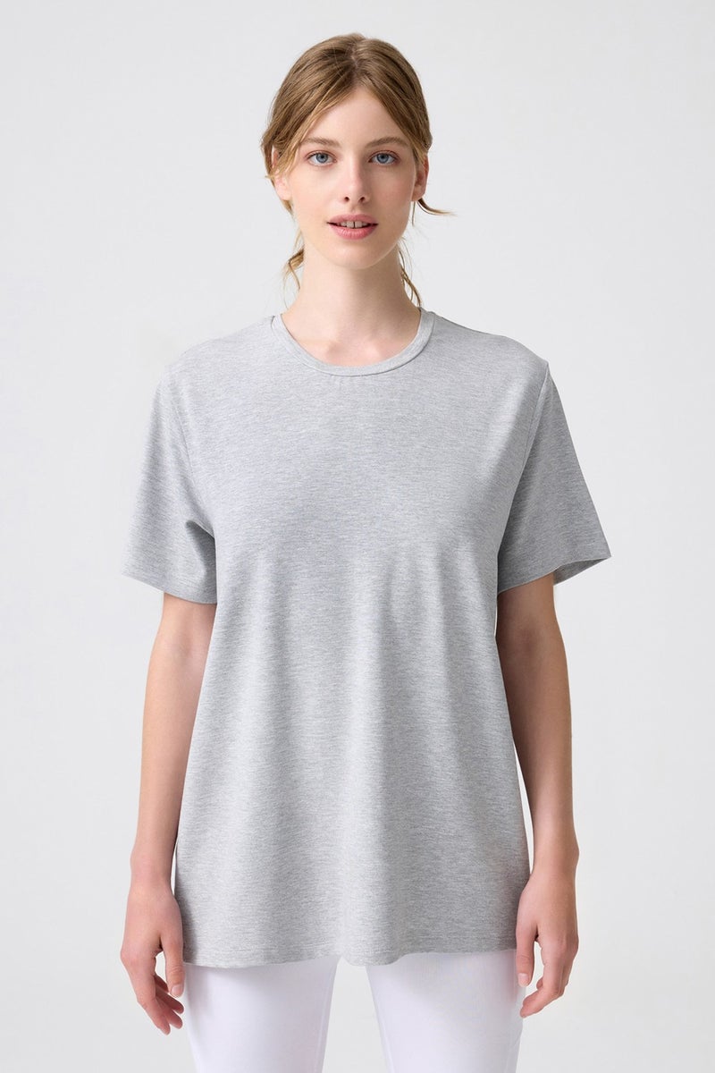 Los Ojos x Melodi Gray Melange Oversize Wide Fit T-Shirt Boyfriend T-Shirt  - Image 1