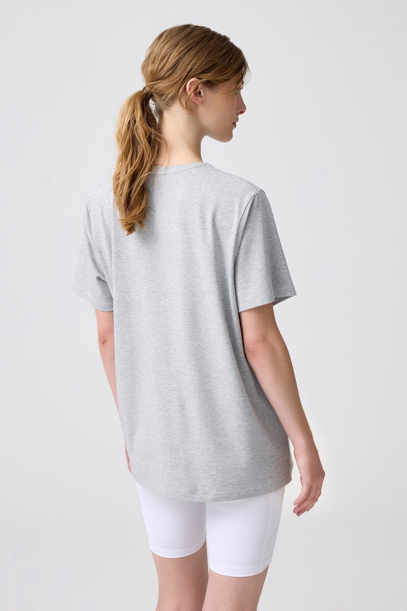 Los Ojos x Melodi Gray Melange Oversize Wide Fit T-Shirt Boyfriend T-Shirt  - Image 3