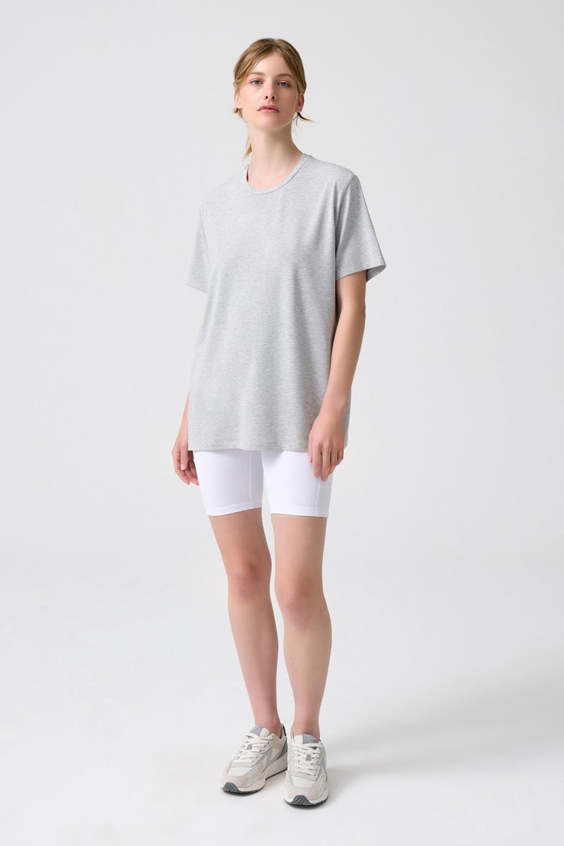 Los Ojos x Melodi Gray Melange Oversize Wide Fit T-Shirt Boyfriend T-Shirt  - Image 2