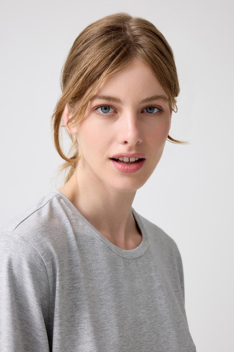 Los Ojos x Melodi Gray Melange Oversize Wide Fit T-Shirt Boyfriend T-Shirt  - Image 4