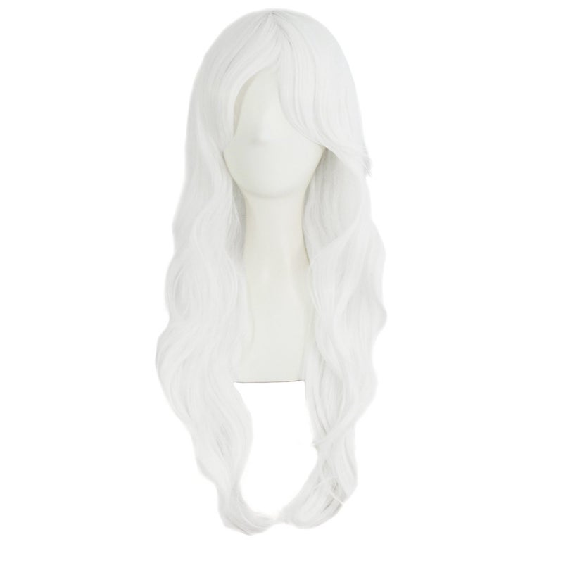 MapofBeauty MapofBeauty 28" 70cm Long Curly Hair Ends Costume Cosplay Wig (White)  - Image 1