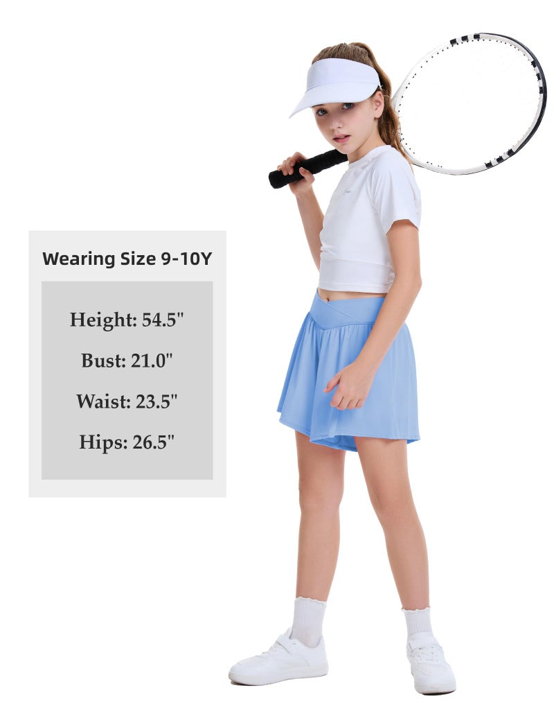 FireSwan Girls Butterfly Shorts Crossover Athletic Shorts with Pockets 2 in 1 Flowy Running Skorts for Teen, Girls, Youth Baby Blue - Image 5