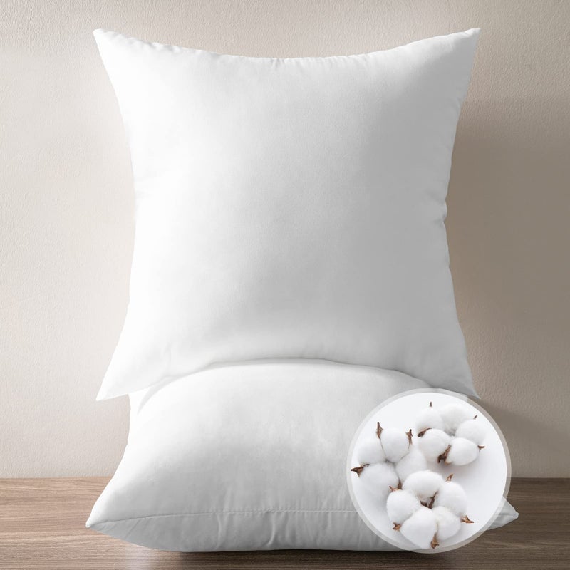 Ashler Home Deco Ashler 18x18 Pillow Inserts Throw Pillows Insert Set of 2 100 Cotton Cover 18x18 Inches Bed and Couch Pillows Indoor and Outdoor Decorative Pillows 