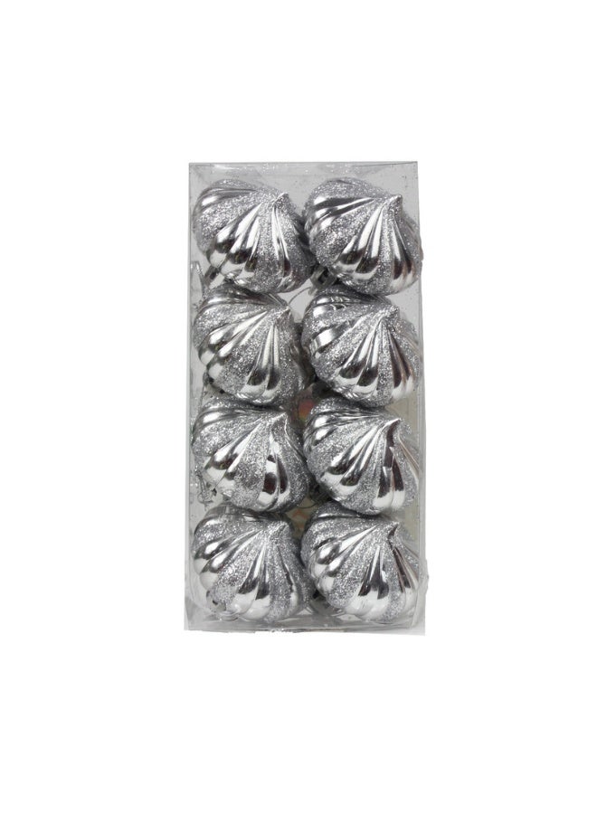 Madhoor Christmas Ornaments Decoration Silver 8 Pc 4 Cm - Image 1