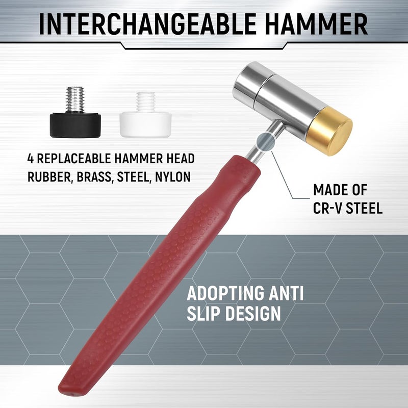 W WIREGEAR Pin Punch Set, Steel Roll Pin Punch Set, Punch Tool, Pin Punches with Replaceable Face Hammer, Made of Solid Material, Mechanical Repair Tool with Bench Block - Image 4