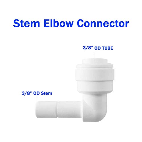 Malida Tube Fitting Stem Elbow Connector,3/8" Tube OD x 3/8" Stem OD elbow Push to Connect Plastic Quick Fittings for RODI System. (3/8" Tube OD x 3/8" Stem OD) - Image 2