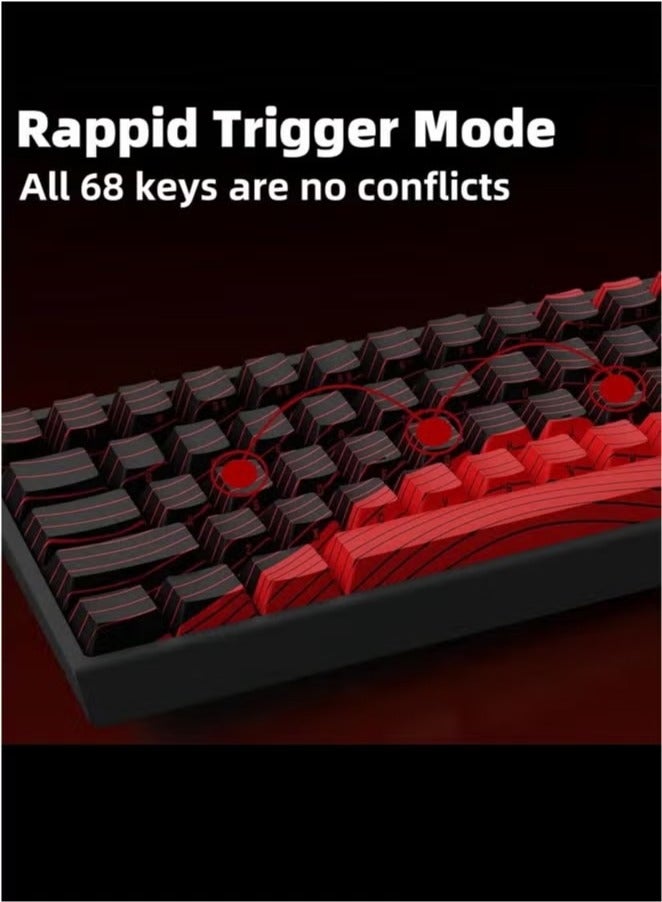 MADLIONS MAD 68 R Keyboard Gaming Magnetic Switch RGB 8K hz Hot Swap Hall Effect Quick Trigger Adjustable Actuation Ultra Fast 65% RT Mechanical Gaming Keyboard with Side Printed Keycaps Customisation Software PC Gamer Accessory Gift (Black Red) - Image 4
