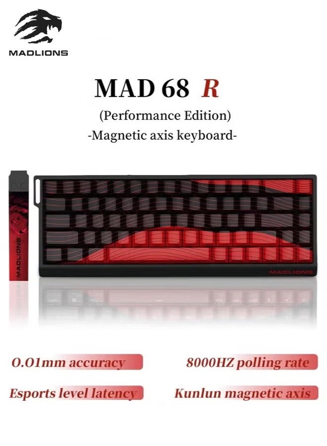 MADLIONS MAD 68 R Keyboard Gaming Magnetic Switch RGB 8K hz Hot Swap Hall Effect Quick Trigger Adjustable Actuation Ultra Fast 65% RT Mechanical Gaming Keyboard with Side Printed Keycaps Customisation Software PC Gamer Accessory Gift (Black Red) - Image 1