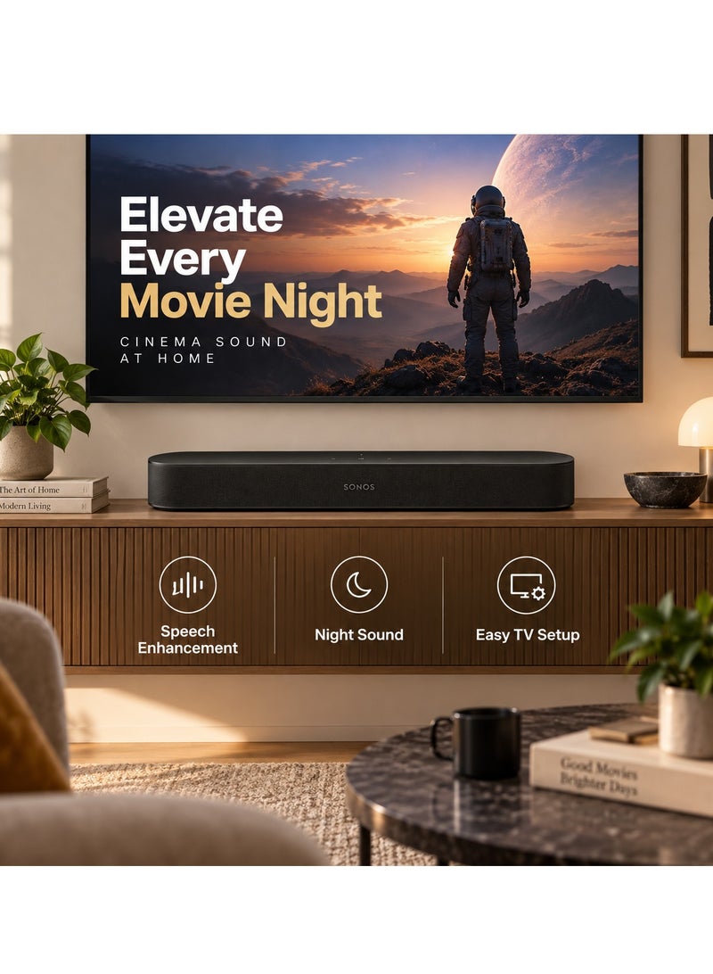 سونوس Sonos Beam (Gen 2) 3.0 Channel Smart Soundbar with Dolby Atmos, HDMI eARC, Wi-Fi, Apple AirPlay 2, Voice Control & Multi-Room Audio, Black - BEAM2US1BKHB BEAM2US1BKHB - Image 5