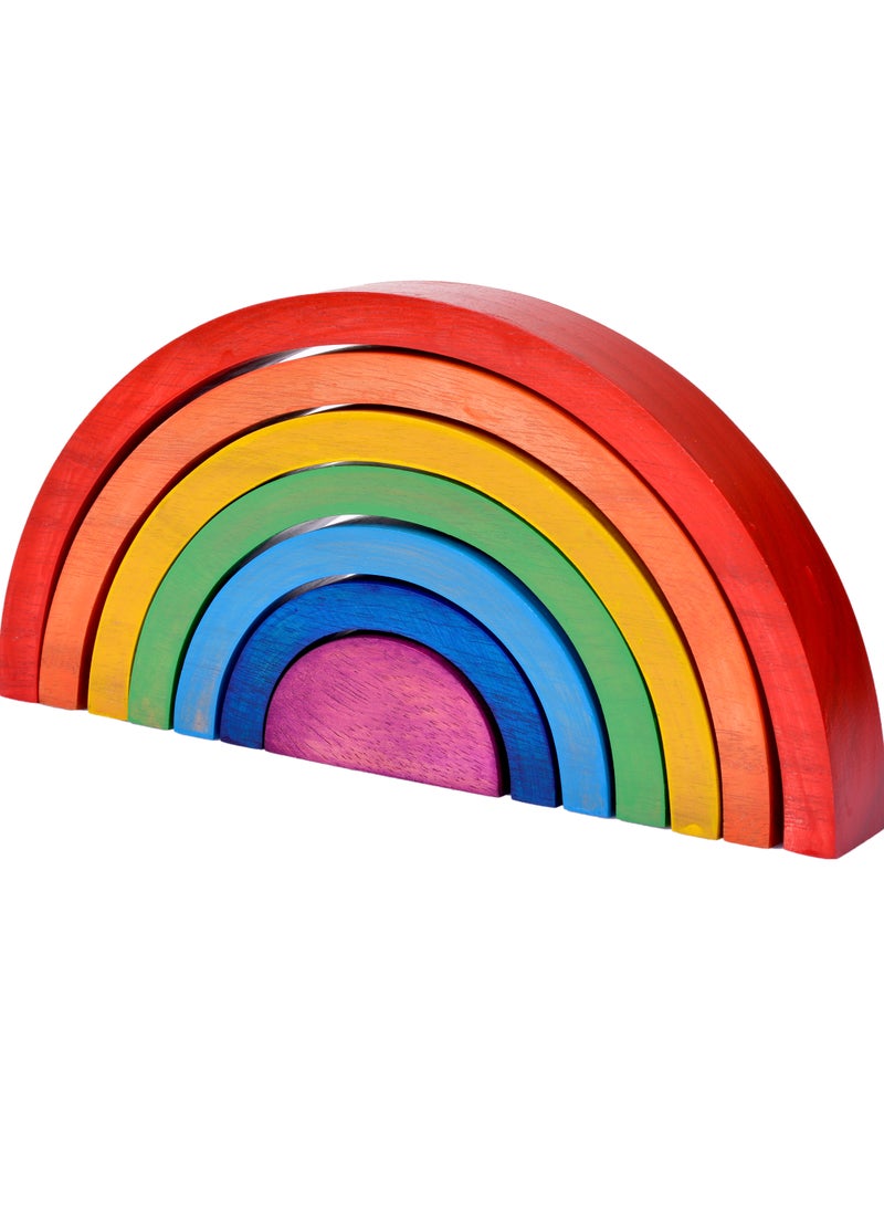 Neem wood rainbow stacker for kids from 2 years - Image 1