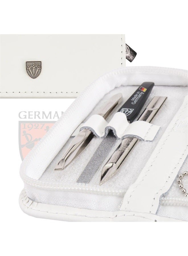 3 Swords Germany brand quality 5 piece manicure pedicure grooming kit set for professional finger & toe nail care scissors clipper genuine leather case in gift box, Made in Solingen Germany (02082) - Image 1
