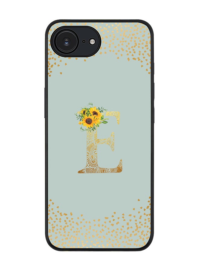 Stylizedd For Apple iPhone 16e Case,Slim fit Camera Protection, Shockproof Thin Phone cover  - Custom Floral Monogram - E  (Light Grey ) - Image 1