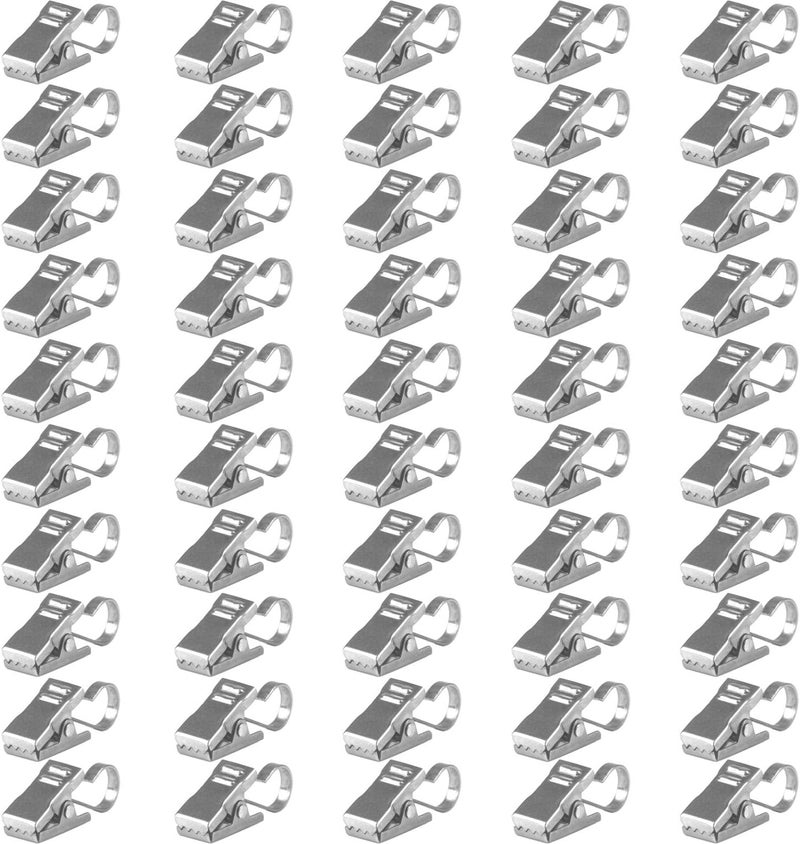 BIHRTC Pack of 50 Curtain Clips Thickening Stainless Steel with Hooks Lights Hanger Small Metal Wire Holder for Shower Home Decoration Photos Picture Arts Crafts Display Outdoor Activities Supplies - Image 1