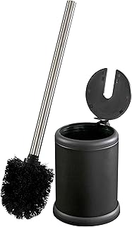 Bath Bliss Toilet Bowl Brush and Holder with Self Closing Lid, Space Saver, Deep Cleaning, Finger Print Proof Finish, - Image 1