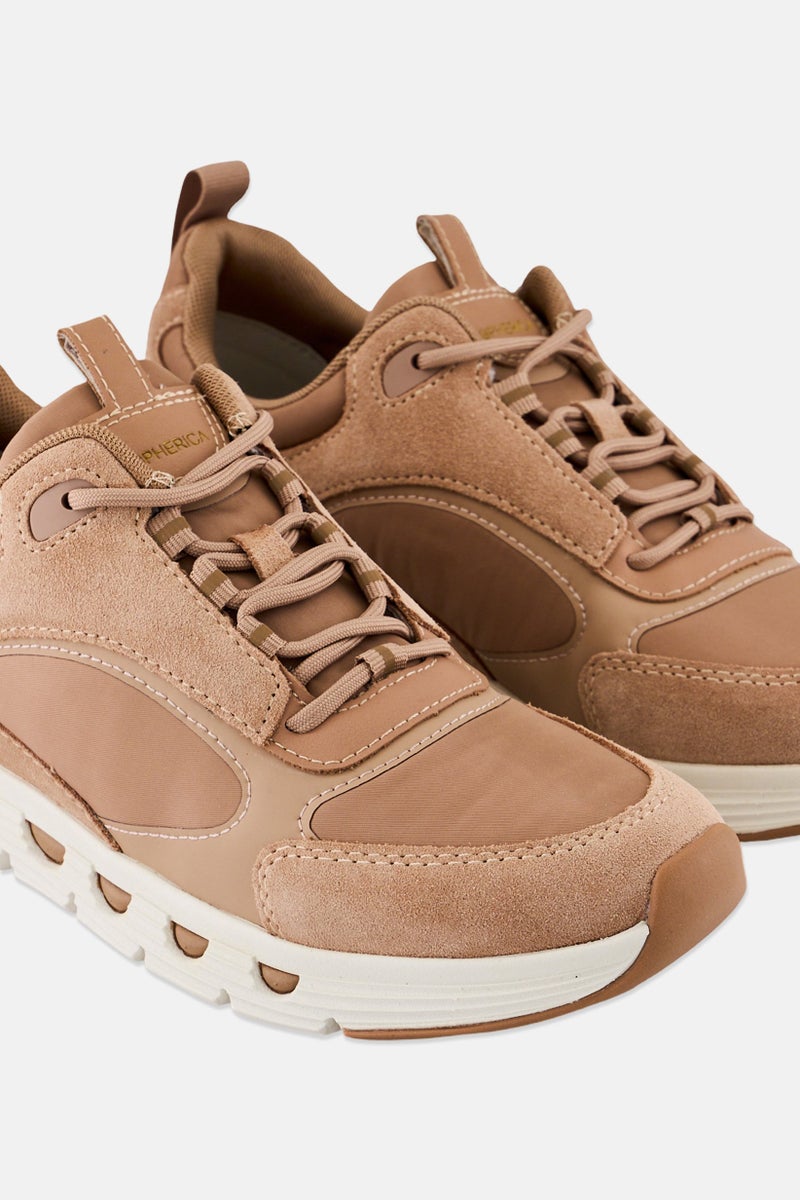 GEOX Women Spherica Ecub Lace Up Casual Shoes, Tan - Image 3