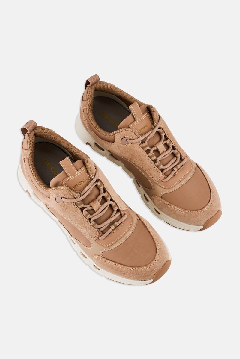 GEOX Women Spherica Ecub Lace Up Casual Shoes, Tan - Image 4