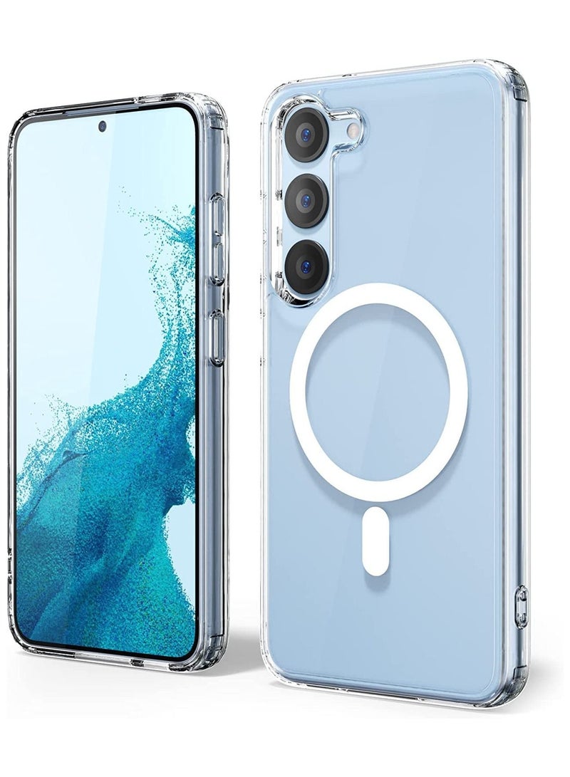 Magnetic Clear Case Compatible for Samsung Galaxy S23 Compatible with Mag-safe Charging Slim Fit Protective Phone Case Shockproof Soft Silicone TPU Bumper & Anti-Yellow  - Image 1