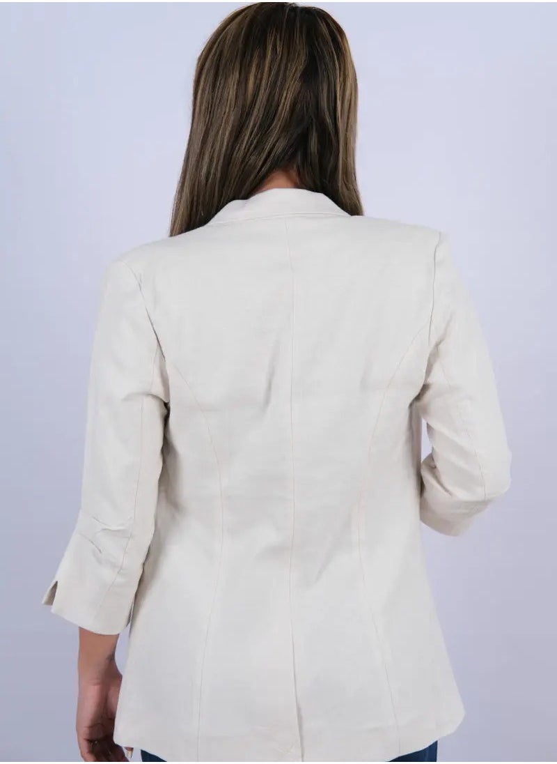 ONLY - Women’s Single Pocket Notch Lapel Blazer in New Cream - Image 1