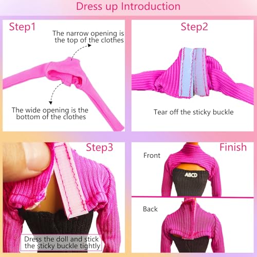 BLIJOLA 4 Sets Doll Clothes for 115 inch Girls Dolls 11Pcs Summer Simple Black Dresses Style Outfits Including Shoes Bags Clothing Accessories Sets - Image 5
