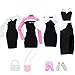 BLIJOLA 4 Sets Doll Clothes for 115 inch Girls Dolls 11Pcs Summer Simple Black Dresses Style Outfits Including Shoes Bags Clothing Accessories Sets - Image 2