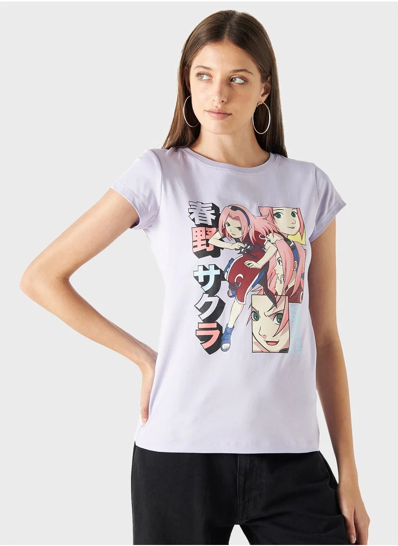 اس بي كاركترز Naruto Print T-Shirt