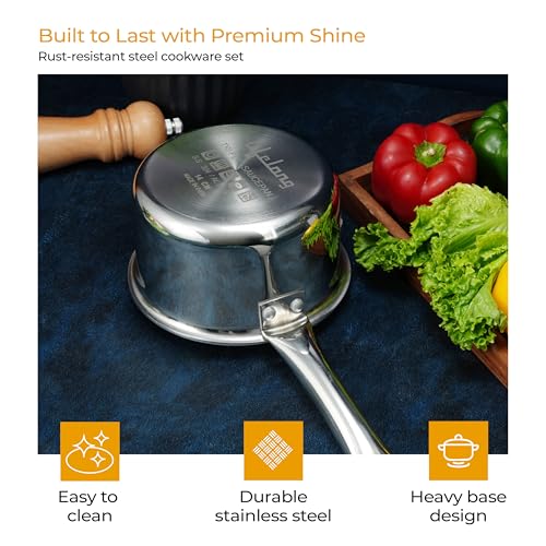 Lifelong Triply 5 piece cookware set|Triply Kadai, Frypan, Saucepan & Tadka Pan for Cooking | 20cm Kadai (1.7L)& Fry Pan (1.2L) 20cm| 14cm Saucepan (1.2L) & Tadka Pan 10 Cm with Common Lid (LLTPDK009)|Induction and Gas Stove Compatible - Image 4