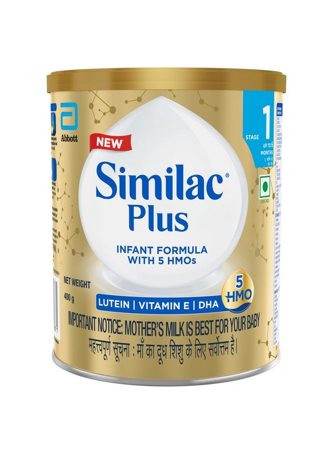 Similac Similac Plus Stage 1 Infant Formula, Up to 6 Months, 400g Tin, with HMO, Supports Baby's Immunity and Brain Development, Powder  - Image 1