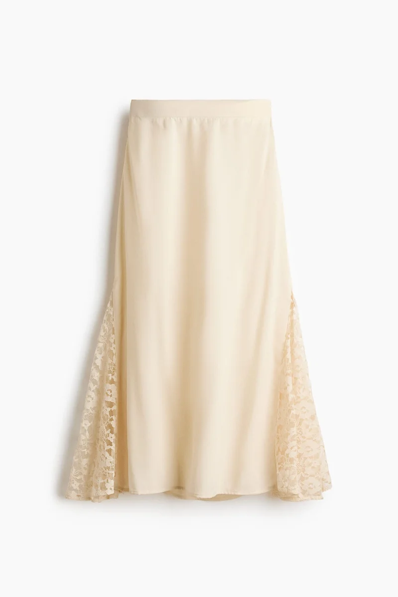 H&M Lace-panel viscose skirt