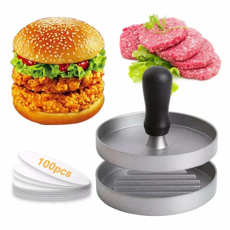 Burger Press 100 Patty Papers Set-Non-Stick Hamburger Press Patty Maker Mold for BBQ Barbecue Kitchen Grilling BPA Free - Image 1