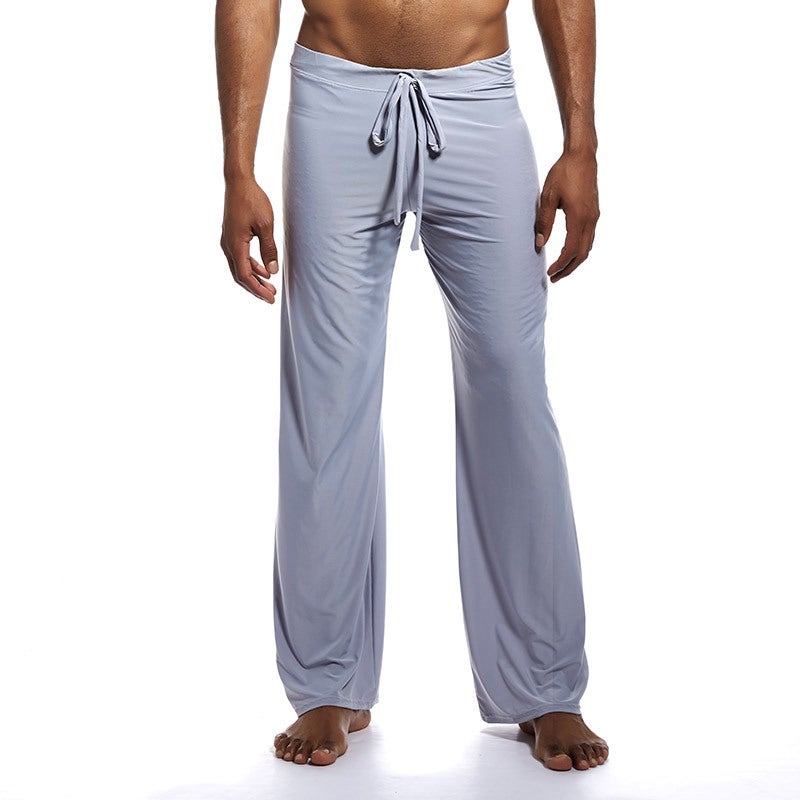 Mens Solid Color Lounge Pants Breathable Large-Size Light Blue - Image 5