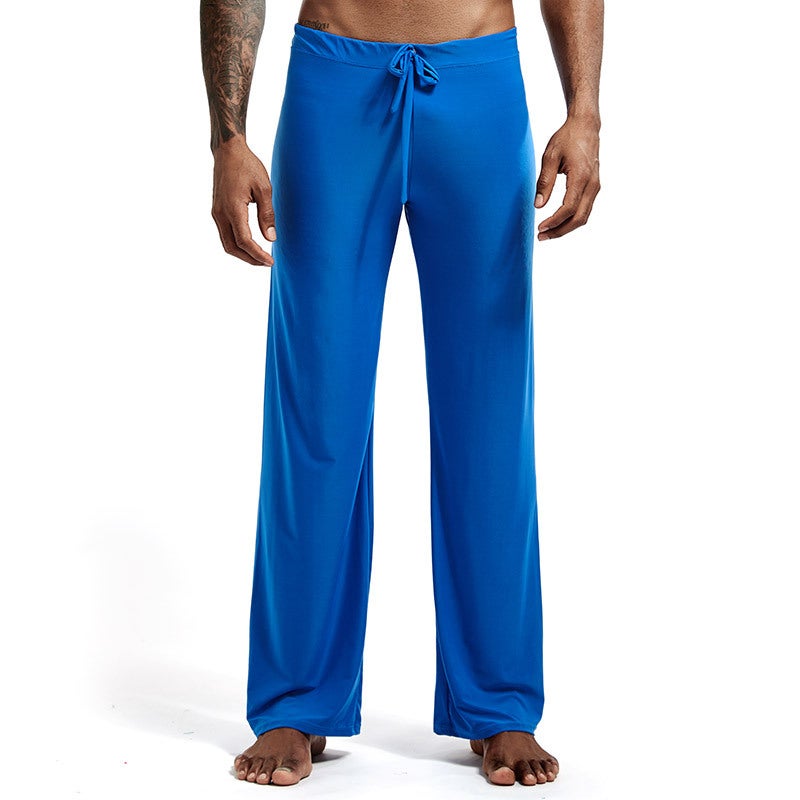 Mens Solid Color Lounge Pants Breathable Large-Size Light Blue - Image 1