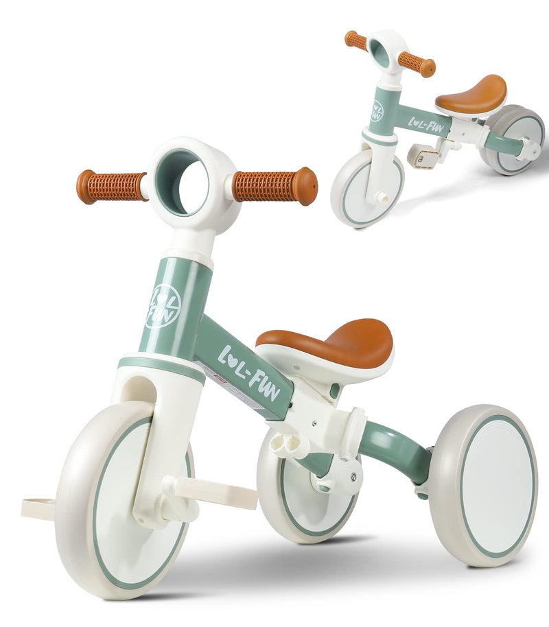 LOL-FUN Tricycle for Toddlers 1-3 Years Old Boys Girls Toy, 4 in 1 Baby Balance Bike for 1 2 Year Old Gift, Kids Bicycle with Easy Assembly Removable Pedal - Image 1