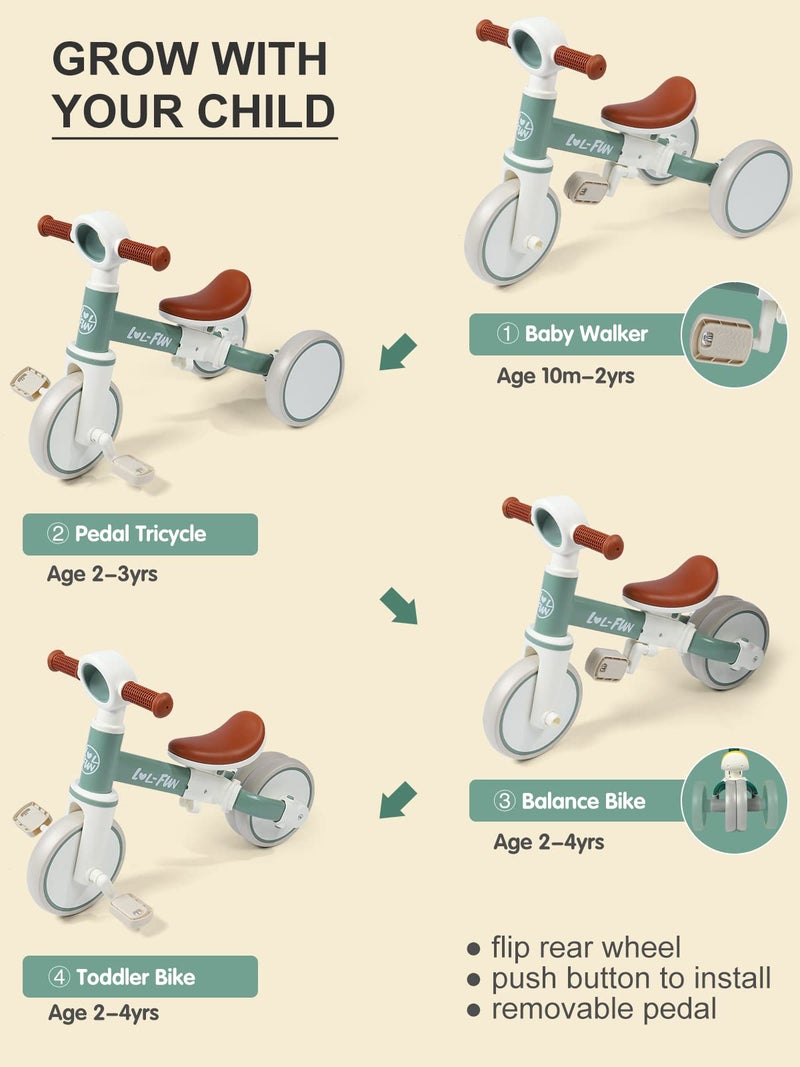 LOL-FUN Tricycle for Toddlers 1-3 Years Old Boys Girls Toy, 4 in 1 Baby Balance Bike for 1 2 Year Old Gift, Kids Bicycle with Easy Assembly Removable Pedal - Image 2