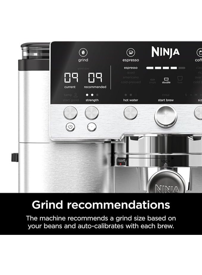 Ninja Luxe Premier  3-in-1 Coffee Maker with Grinder and Frother for Latte, Cappuccino, Cold Brew & Espresso, Easy to Use, 4 Presets for Frothing, 2 Years Warranty 2 L 1650 W ES601UK Silver - Image 3