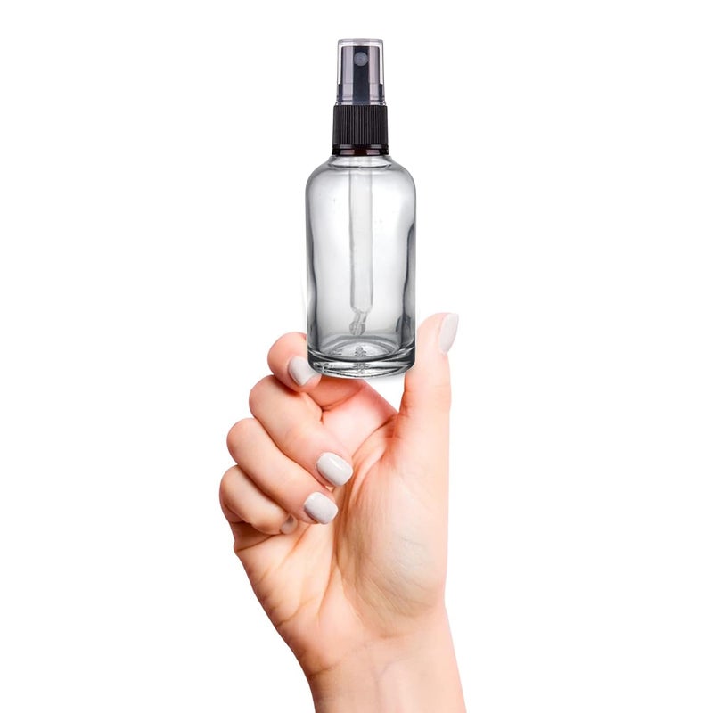 Devinez (Pack of 2 Multipurpose Refillable Transparent Clear Round Glass Bottle, 50 ml with Black Spray Pump for Cosmetics, Serum, Essential Oils, Blends, Skin Care, Travel, Toners & DIY - Image 2