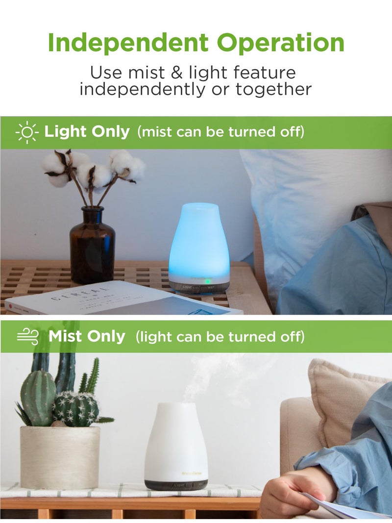 InnoGear Essential Oil Diffuser, Ultrasonic Diffusers for Home Aromatherapy Humidifier for Bedroom Room 7 Colors LED 2 Mist Mode Auto Off, Brown Base - Image 4