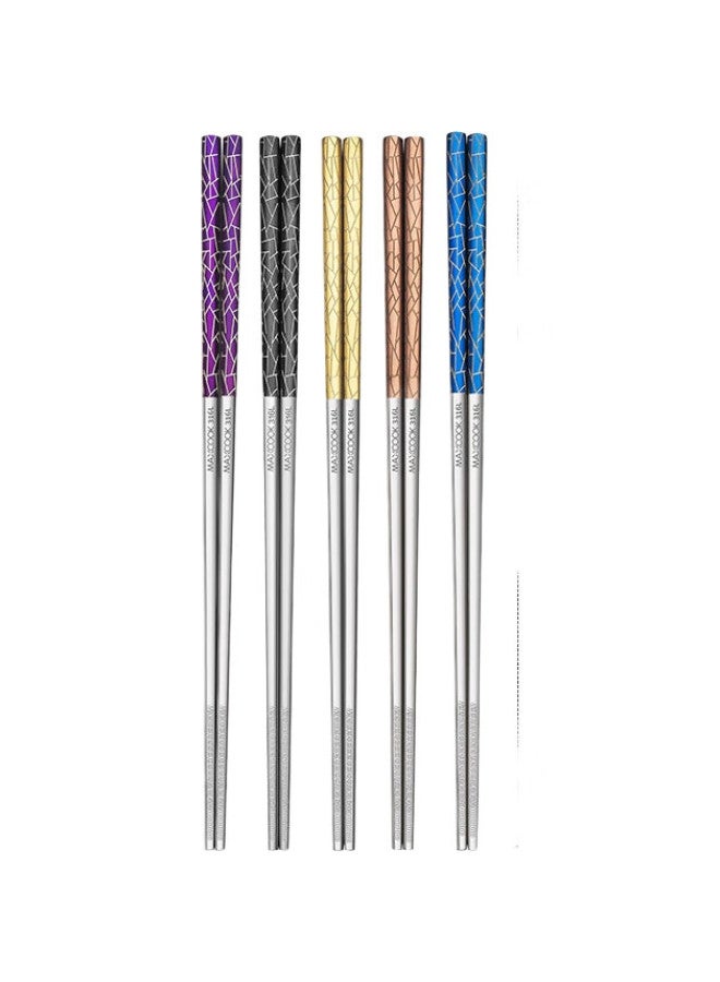MAX COOK Maxcook 316L Stainless Steel Chopsticks 5 Pairs Set With Separate Colors For Dining, Creative Tableware Set For Home Use Mck5585 - Image 2