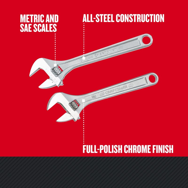 CRAFTSMAN Adjustable Wrench Set, 2Piece (CMMT12002) - Image 3