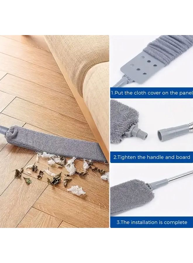 Static Electric Bed Duster 2 Piece Set With Gray Crevice Brush And Cloth Covers - Image 2