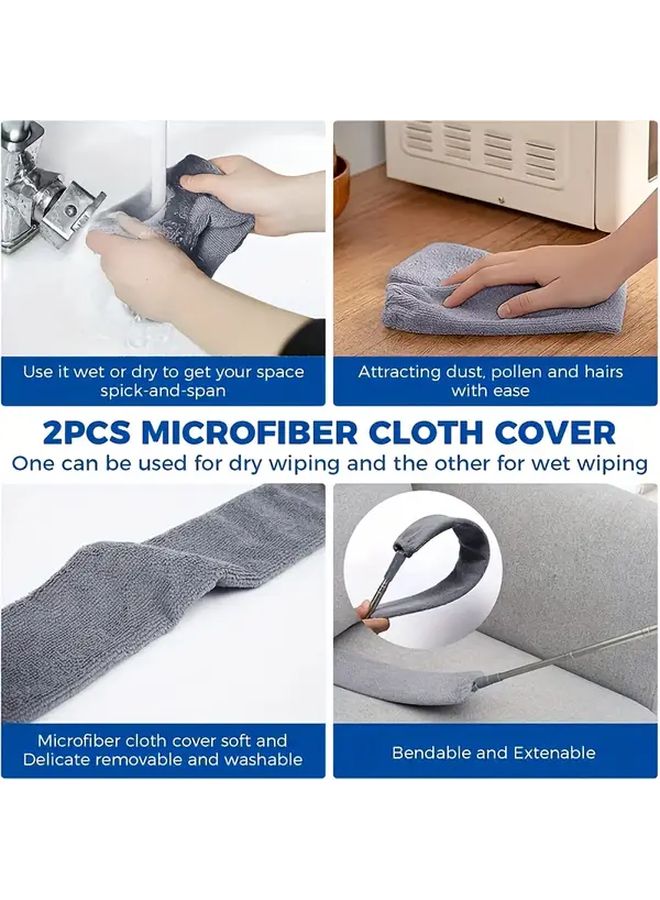 Static Electric Bed Duster 2 Piece Set With Gray Crevice Brush And Cloth Covers - Image 5